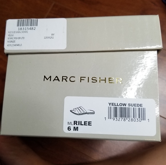 NWT Marc Fisher Rilee Yellow Suede Slide Sandals - Picture 8 of 9